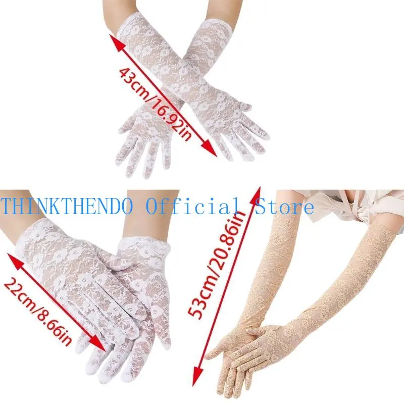 39BB Evening Dinner Lace Gloves Proms Gloves Long Gloves for Opera Women Lady Theme Proms