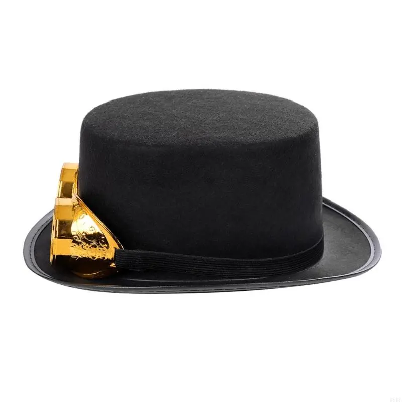 652F Victorian Steampunk Gothic Top Hat with Detachable Goggles Bowler   Halloween Cosplay Carnival Costume Accessory
