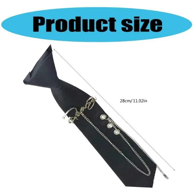 652F Korean Styles Tie for Adult Teens Letter and Tassels Chain Neck Tie for Student Uniform Dressingup Anime Clubwear Tie