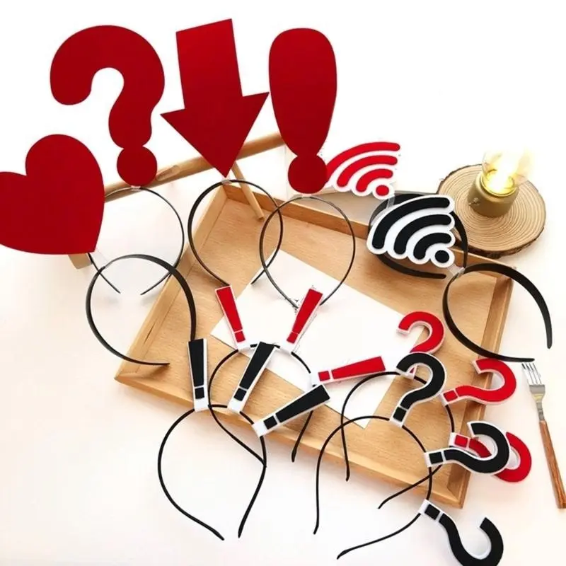 652F Question Mark Shaped Headband Funny Headwear Hairbands Headwear Eye-catching Hairbands Birthday Party