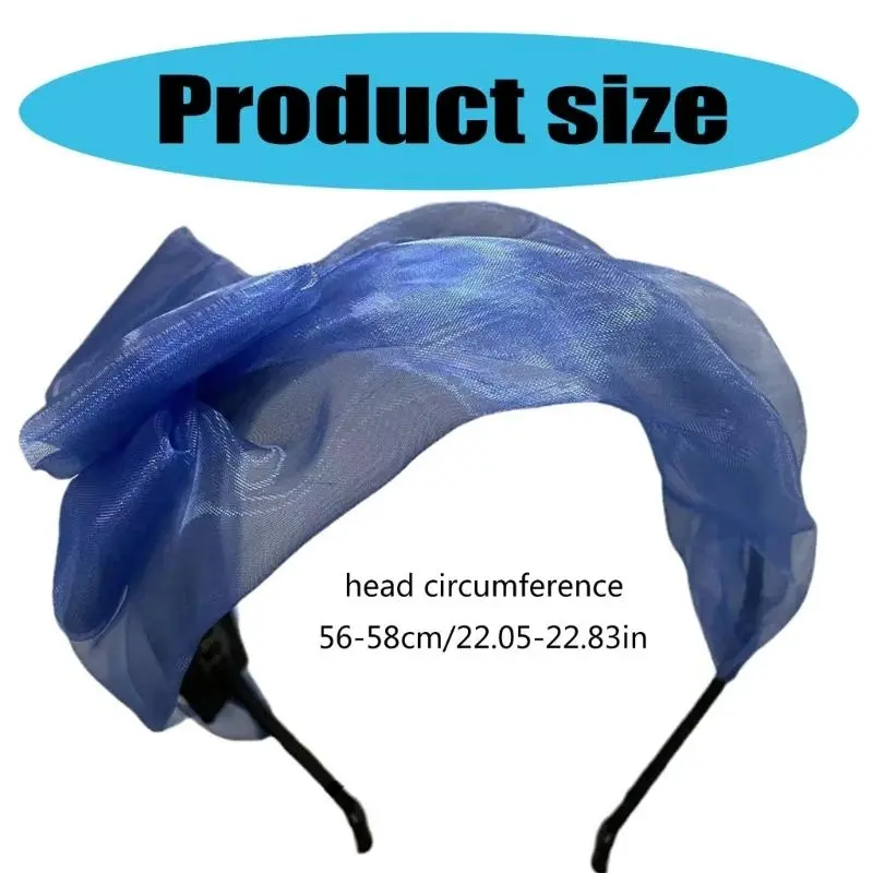 652F Elegant High Skull Hairband Mesh Bowtie Headband French Mesh Lace Hairhoop for Female Teaparty Hair Shaping Ornament