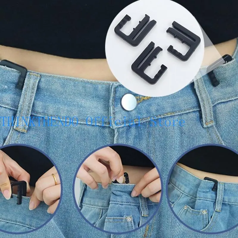 39BB 3Pcs Waistband Tightening Clip Waist Adjuster For Loose Pants Jeans Waist Decors