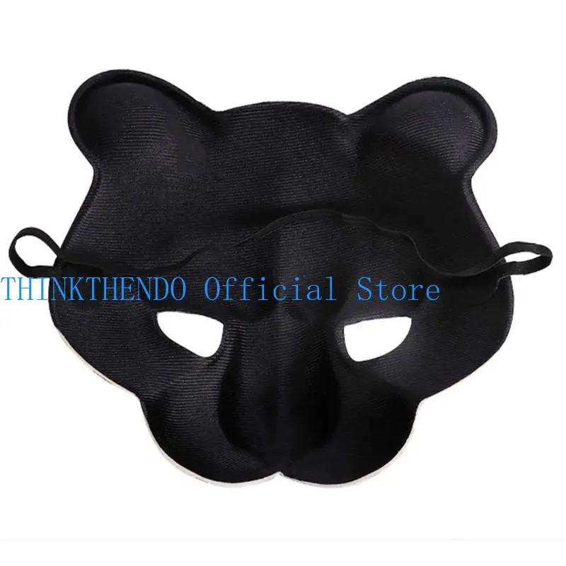 39BB Leopard Mask Halloween Half Face Funny Mask Masquerad Costume Carniva Mask