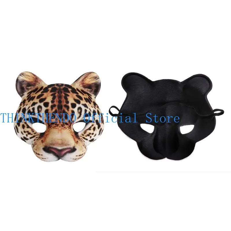 39BB Leopard Mask Halloween Half Face Funny Mask Masquerad Costume Carniva Mask