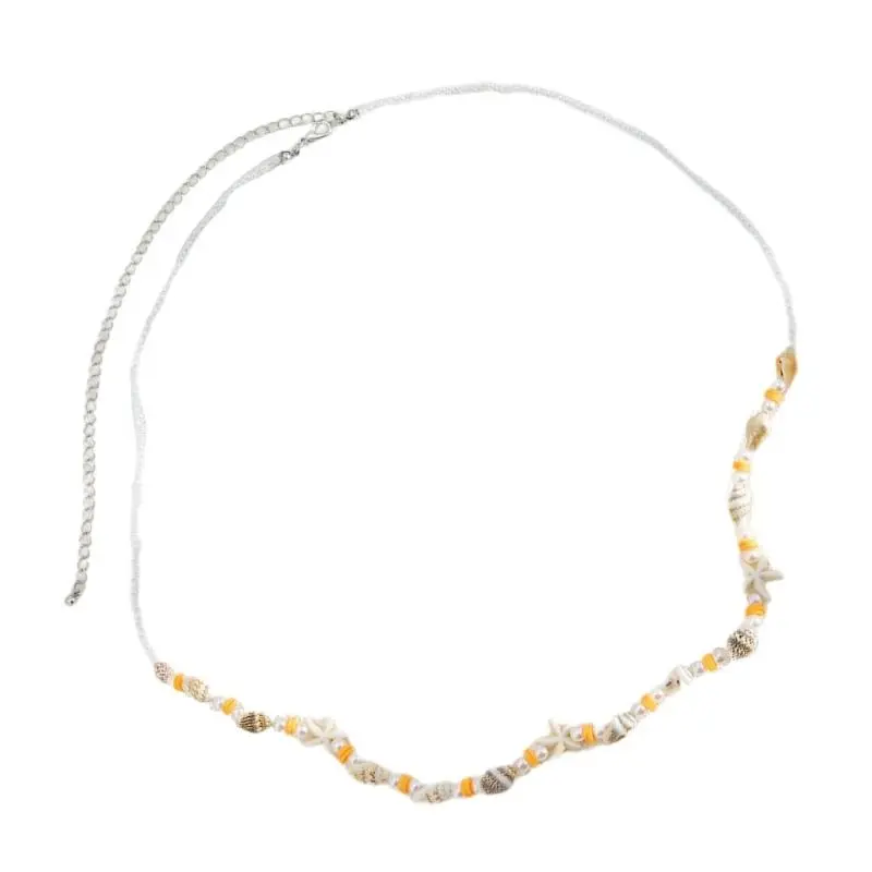 652F Waist Chain Body Chain Beaded Shell Accessories Gift Decorative Belly Jewellery for Fashionable Women