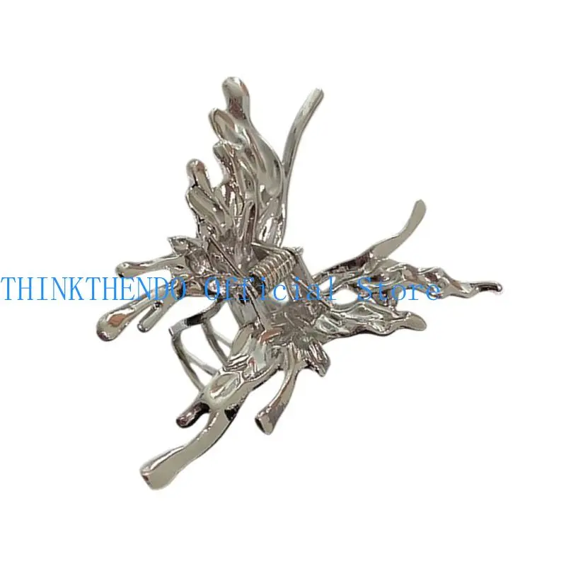 39BB Silver Hair Claw Large Ponytail Catch Elegant Barrettes Strong Hold Hairpin