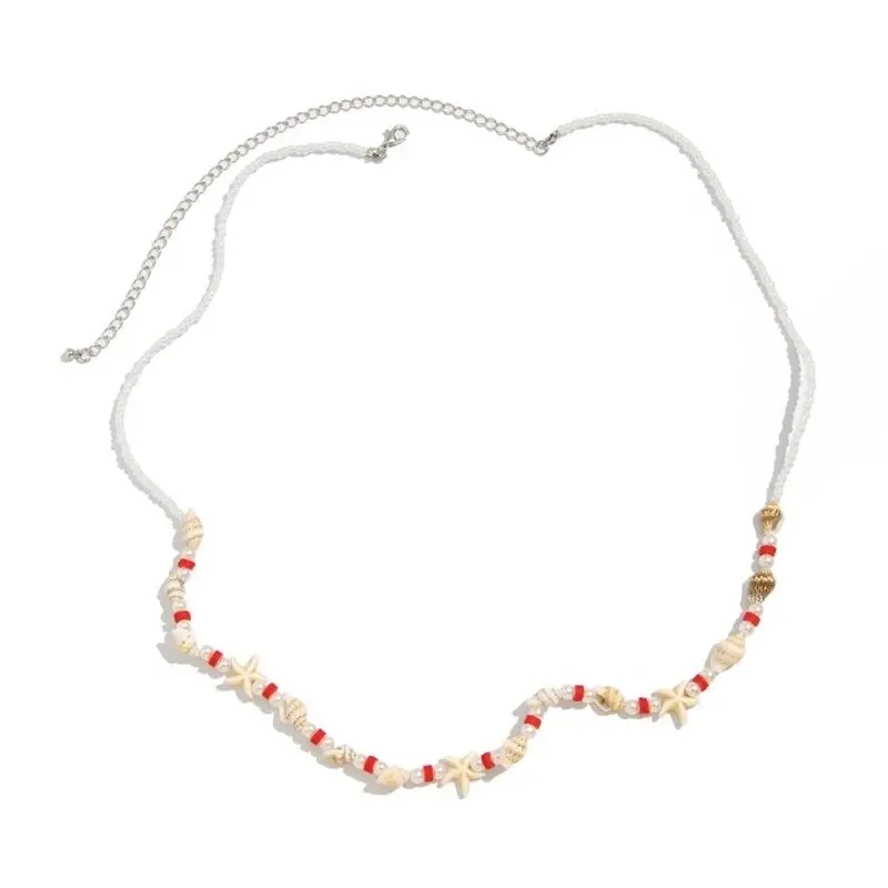 652F Waist Chain Body Chain Beaded Shell Accessories Gift Decorative Belly Jewellery for Fashionable Women