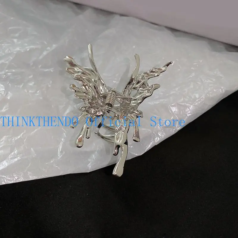39BB Silver Hair Claw Large Ponytail Catch Elegant Barrettes Strong Hold Hairpin