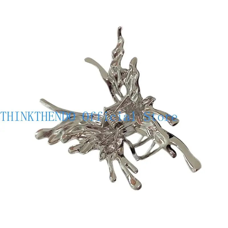 39BB Silver Hair Claw Large Ponytail Catch Elegant Barrettes Strong Hold Hairpin