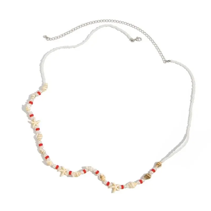 652F Waist Chain Body Chain Beaded Shell Accessories Gift Decorative Belly Jewellery for Fashionable Women