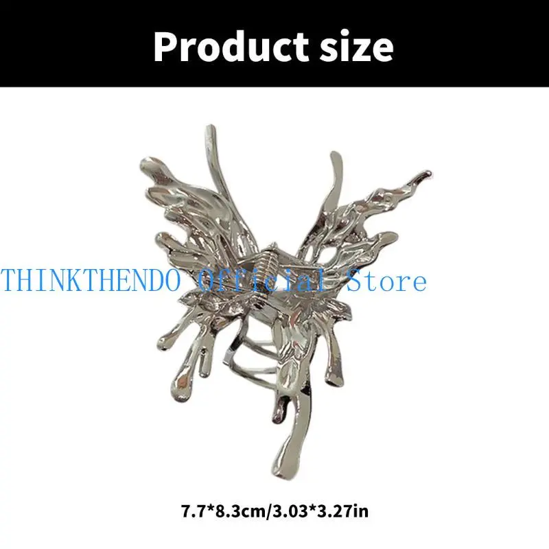39BB Silver Hair Claw Large Ponytail Catch Elegant Barrettes Strong Hold Hairpin