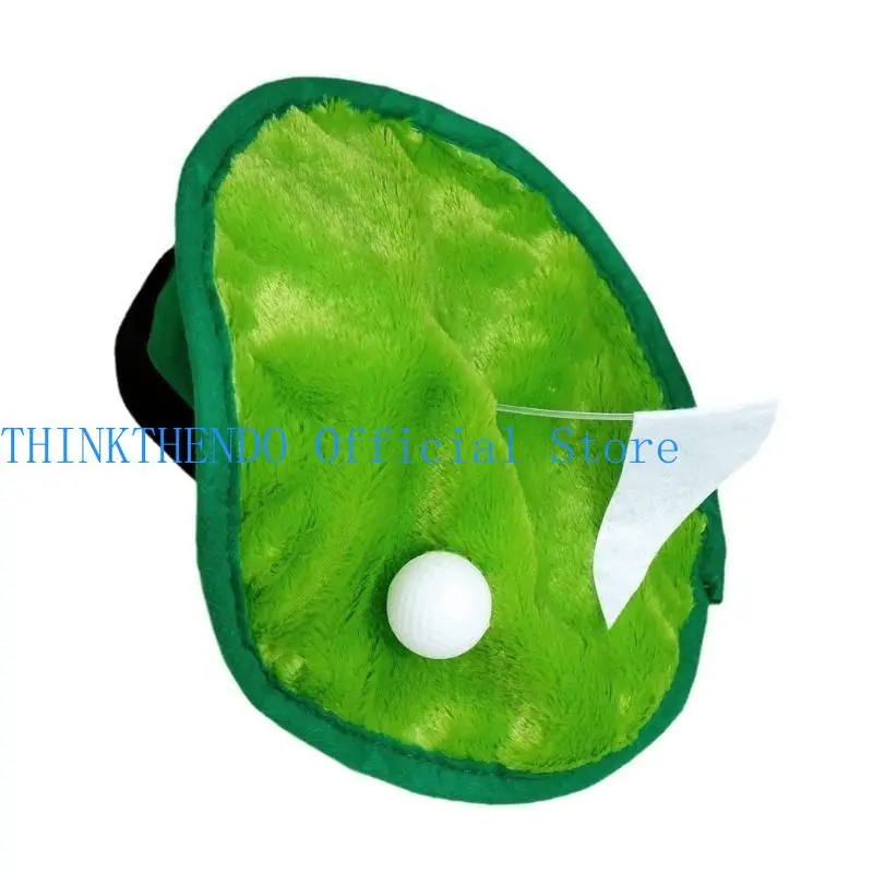 652F Novelty Golfer Hat Feature Simulated Golf Ball Flags Plush Headgear for Party Costumes and Daily Event Green
