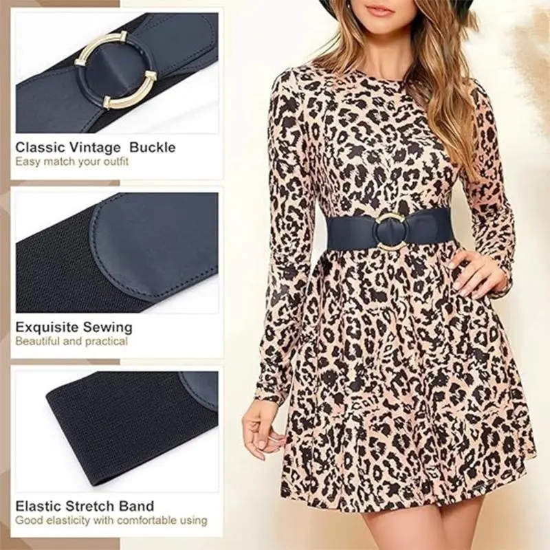 652F Girls Trendy Waist Belt PU Waistband Costume Underbust Wide Waist Body Jewelry for Party Jeans Belt Dress Chain