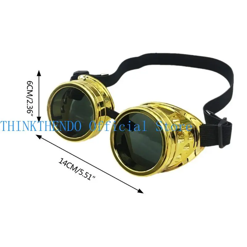 39BB Halloween Glasses Cosplay Costumes Glasses, Mens Retro Steampunk Goggles Vintage Sunglasses Goggles Punk Gothic Glasses