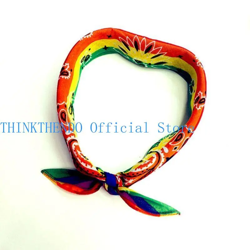 652F Bandana Kerchief Unisex Hip Hop Rainbow  Hair Band Neck Scarf Sports Wrist Wraps for Head Square Scarves Handkerc