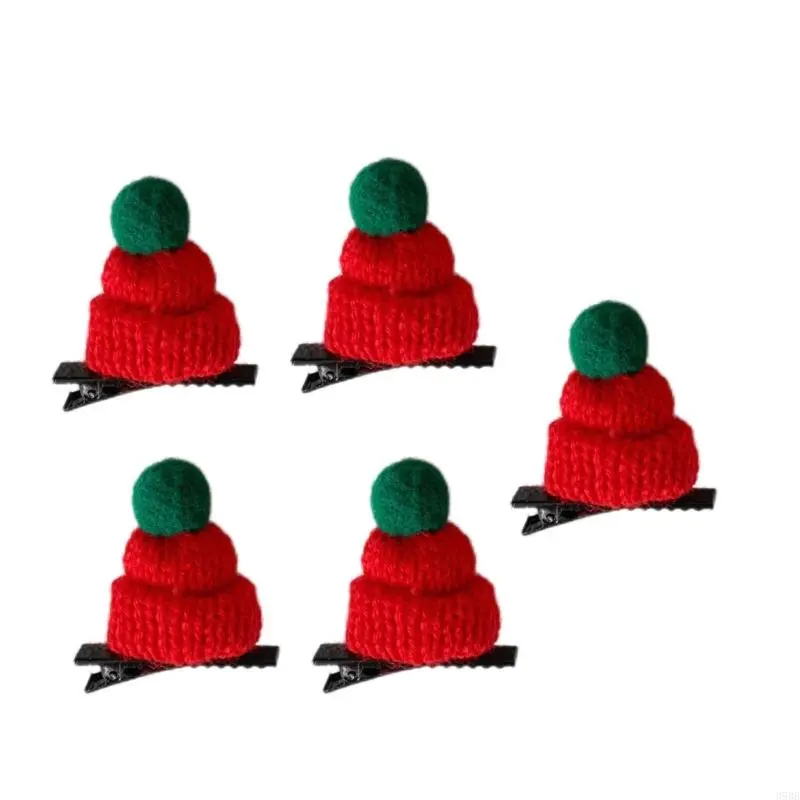 652F Plush Mini Christmas Hat Hair Clip For Women And Kids Soft Acrylic Festive Headwear Party Hairpieces Hair Accessories