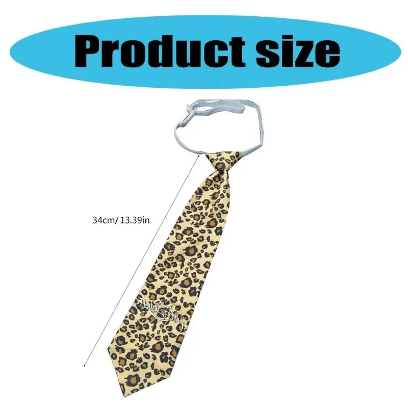 652F Fashionable Adjustable Length JK Shirt Tie with Leopard Print Pre Tied for Unisex School Uniform Cosplay Party Necktie