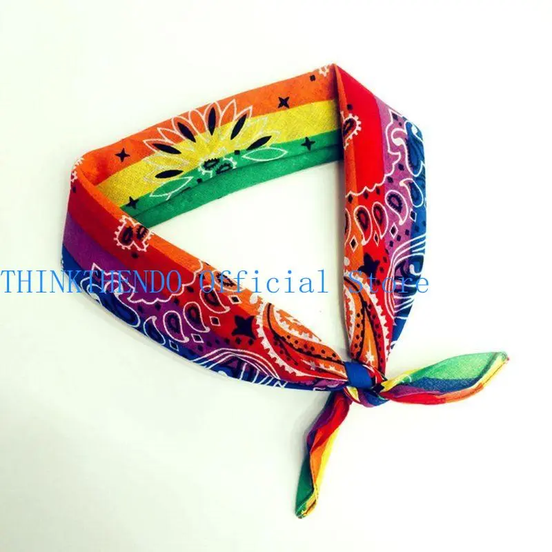 652F Bandana Kerchief Unisex Hip Hop Rainbow  Hair Band Neck Scarf Sports Wrist Wraps for Head Square Scarves Handkerc