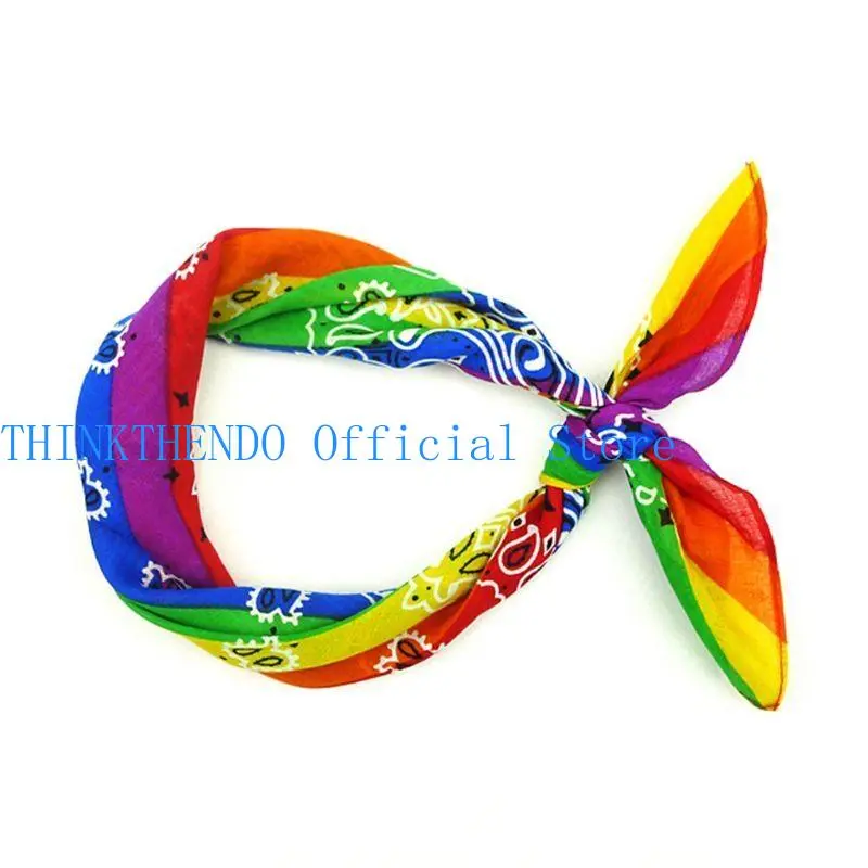 652F Bandana Kerchief Unisex Hip Hop Rainbow  Hair Band Neck Scarf Sports Wrist Wraps for Head Square Scarves Handkerc