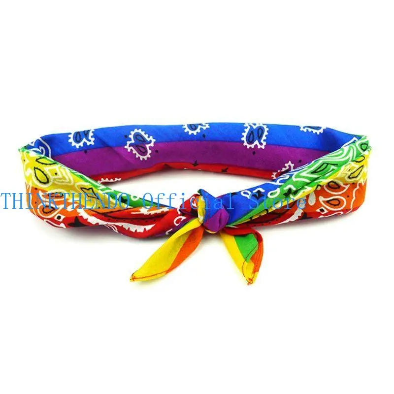 652F Bandana Kerchief Unisex Hip Hop Rainbow  Hair Band Neck Scarf Sports Wrist Wraps for Head Square Scarves Handkerc