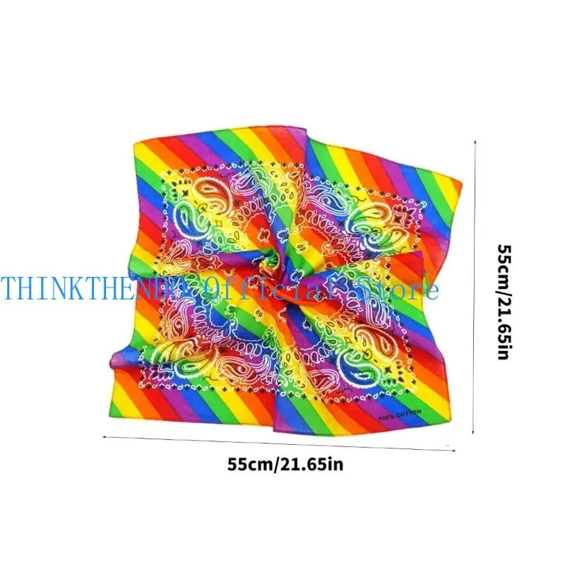 652F Bandana Kerchief Unisex Hip Hop Rainbow  Hair Band Neck Scarf Sports Wrist Wraps for Head Square Scarves Handkerc