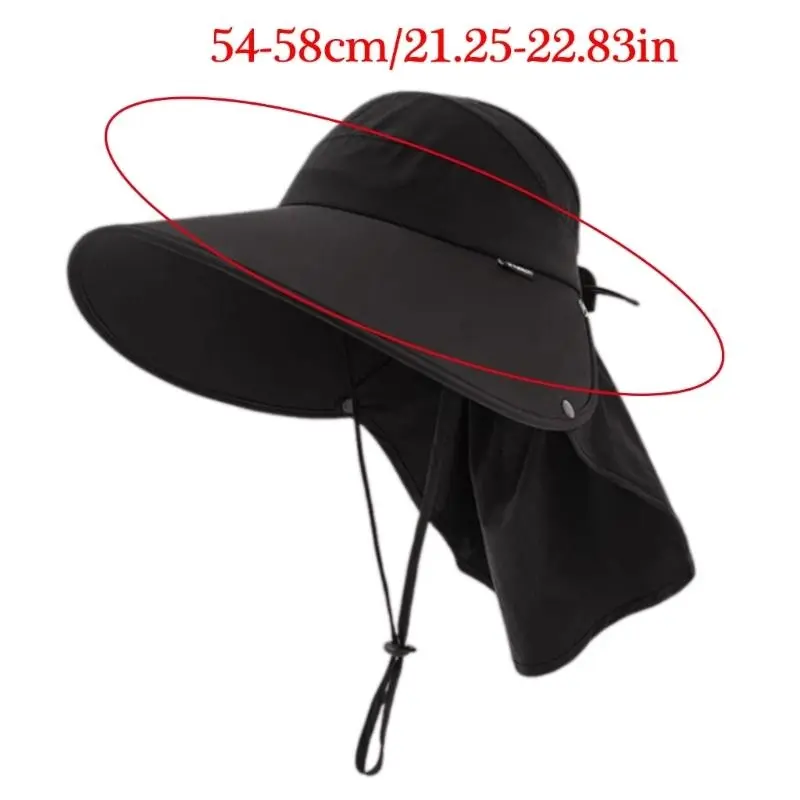 652F Sun Protective Neck Covers Hat for Women Sunproof Hat with Adjustable Drawstring Breathable Outdoor Activity Sun Hat