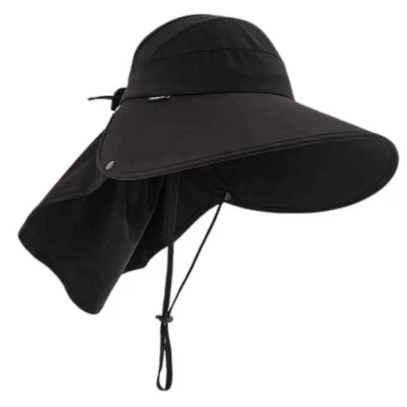 652F Sun Protective Neck Covers Hat for Women Sunproof Hat with Adjustable Drawstring Breathable Outdoor Activity Sun Hat