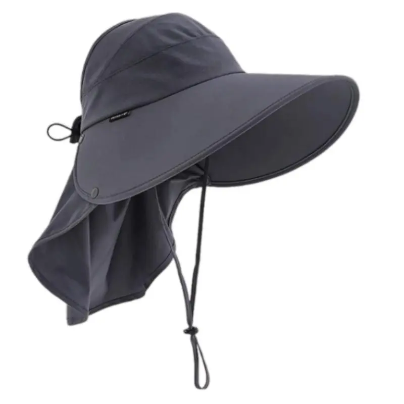 652F Sun Protective Neck Covers Hat for Women Sunproof Hat with Adjustable Drawstring Breathable Outdoor Activity Sun Hat