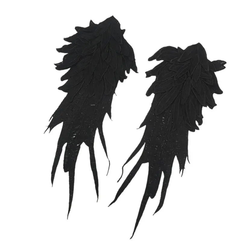 652F 2pack Polyester Yarn Angel Wing Appliques Large Handmade Embroidery Patches for Costume and Fashion Accessories