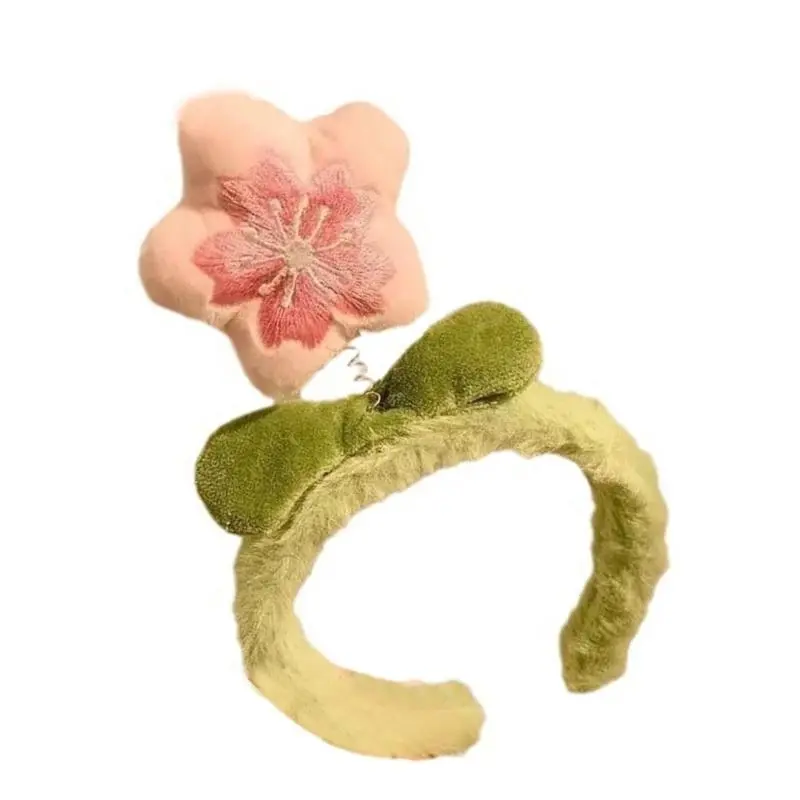 652F Halloween Flower Headbands Embroidered Plush Headwear Hairbands Headwear Floral Hairbands Birthday Party