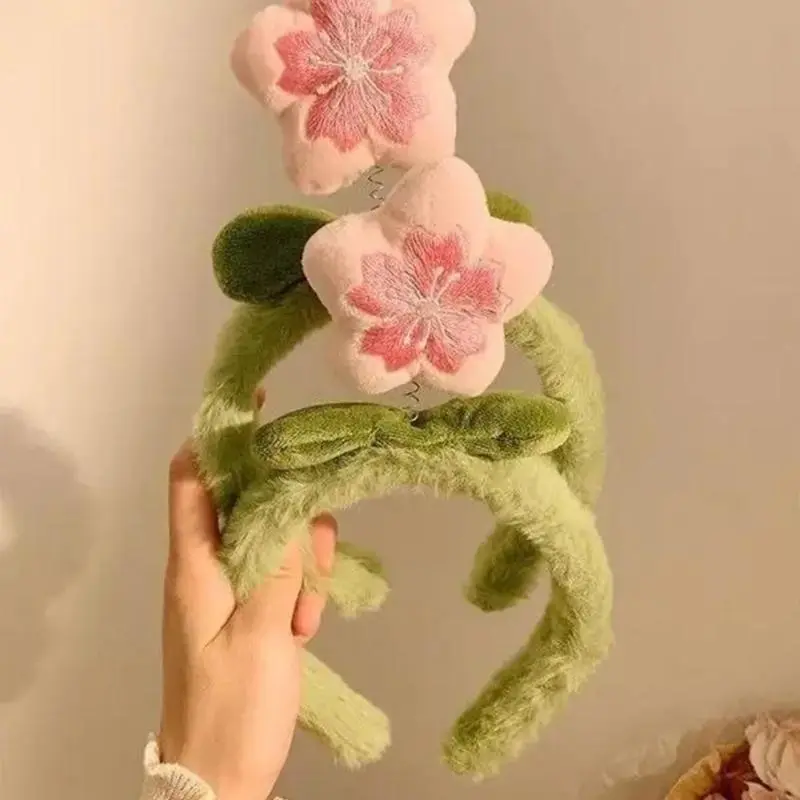652F Halloween Flower Headbands Embroidered Plush Headwear Hairbands Headwear Floral Hairbands Birthday Party