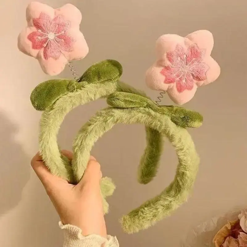 652F Halloween Flower Headbands Embroidered Plush Headwear Hairbands Headwear Floral Hairbands Birthday Party