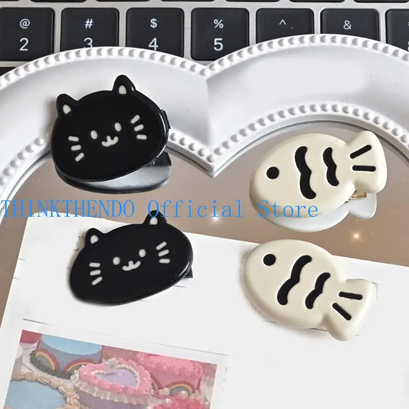 39BB Cartoon Cats Hair Accrsories With Fish Designs Resin Hair Clip Fashion Hairpin