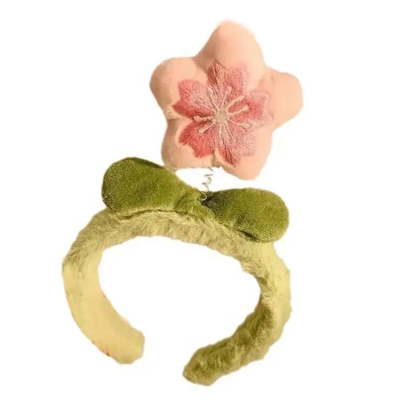 652F Halloween Flower Headbands Embroidered Plush Headwear Hairbands Headwear Floral Hairbands Birthday Party