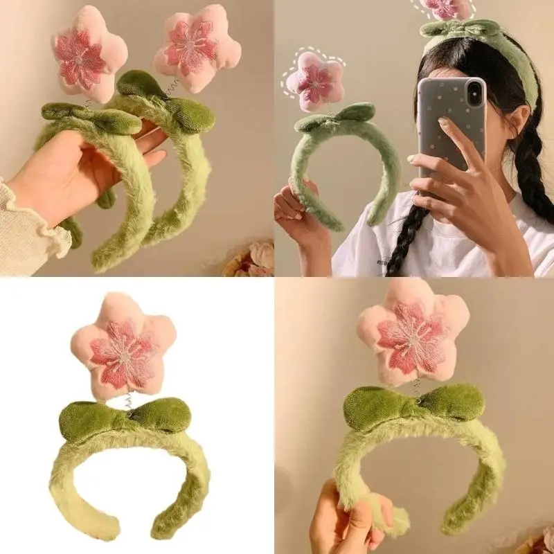 652F Halloween Flower Headbands Embroidered Plush Headwear Hairbands Headwear Floral Hairbands Birthday Party