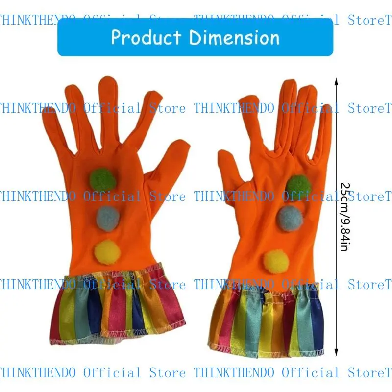 652F Novelty Clown Gloves Perfect For Costume Parties And Festival Comfortable Hand Gloves With Stretchy Design for Halloween
