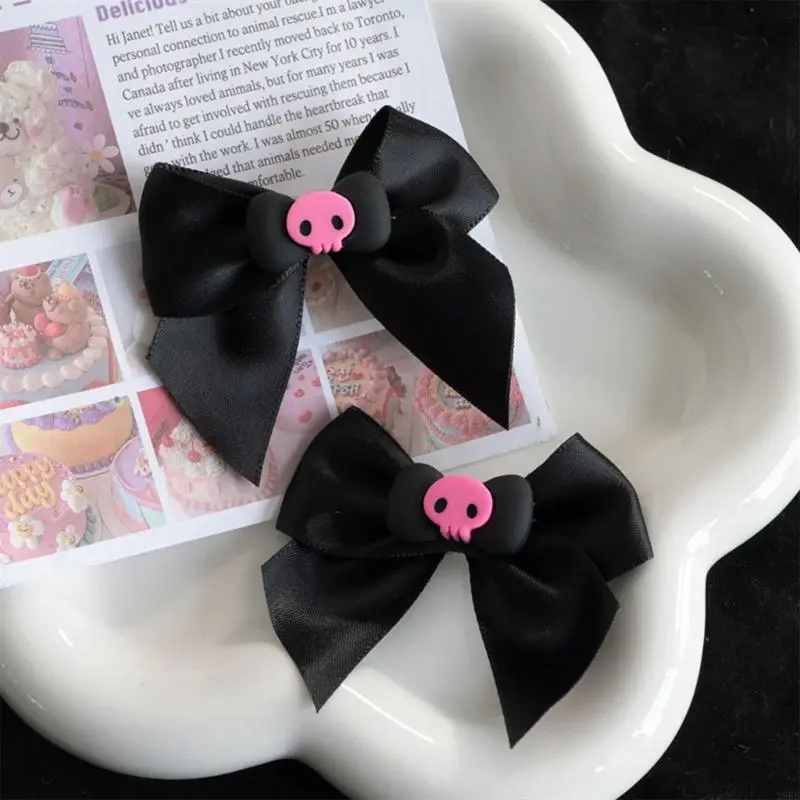 Black Bows Hair Clip  Hairpin Bows Barrettes Big Bows Hairpin JK Hair Clip Jk Hair Accessories Gothic Skull Decor