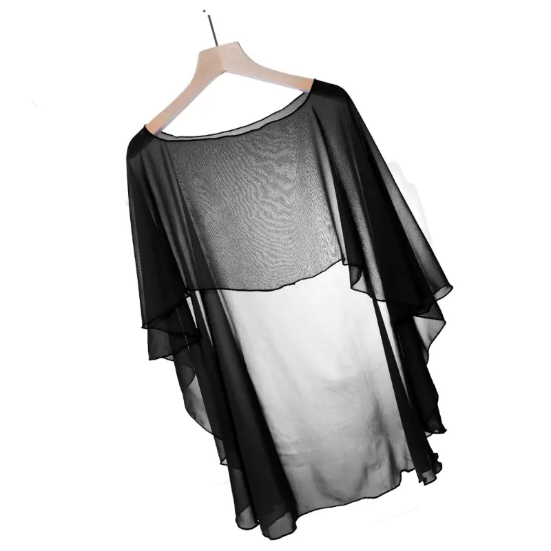 652F Stylish Bells Sleeve Sheer Scarf Sun Shawl Casual Daily Wear Beach Vacation Shoulder Wrap Women Accessory