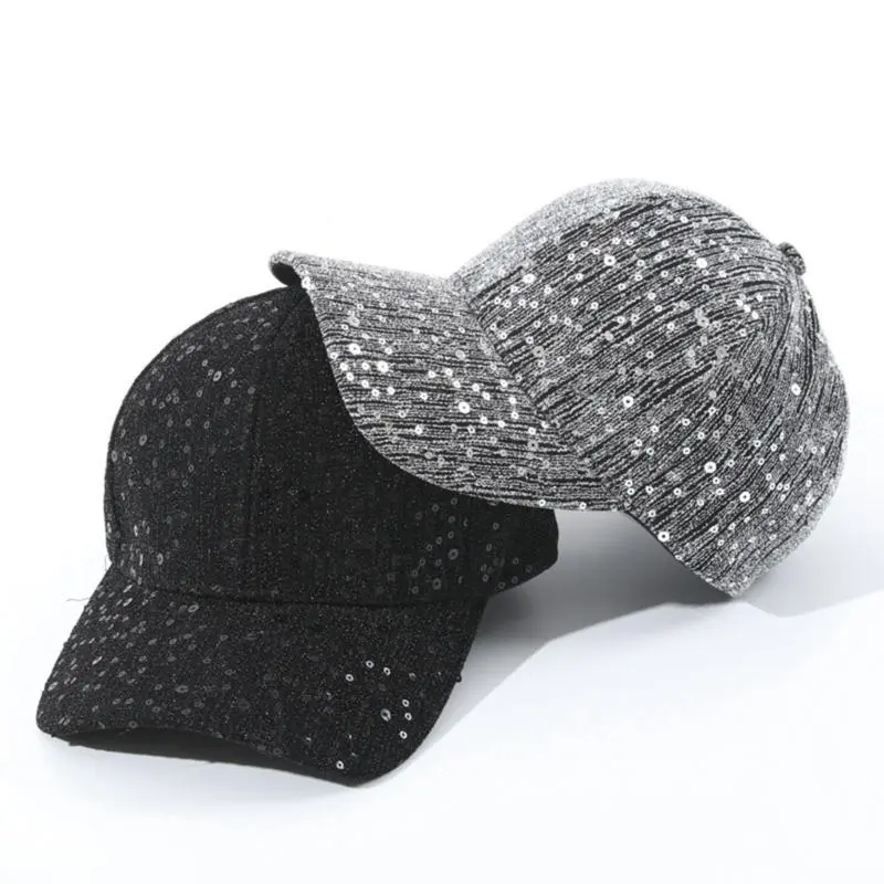 652F Ponytail Trucker Hat with Rhinestones Adjustable Border Hat Breathable Hat for Fashion Enthusiasts