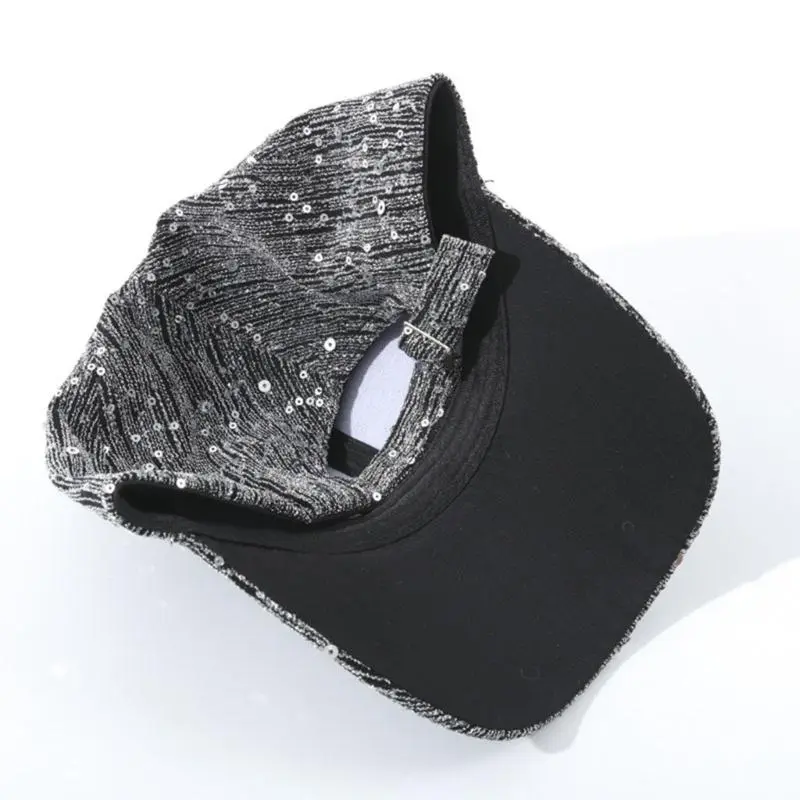 652F Ponytail Trucker Hat with Rhinestones Adjustable Border Hat Breathable Hat for Fashion Enthusiasts