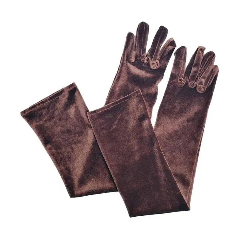 652F Evening Long Gloves Pleuche for Wedding Proms for Women and Girls 1920s Theme Musical Operas Dancing