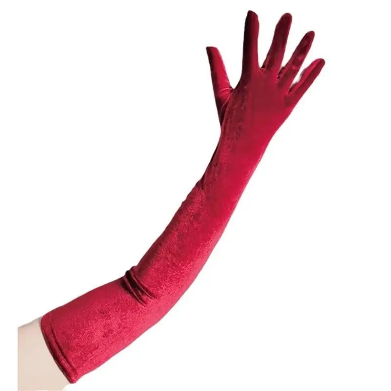 652F Evening Long Gloves Pleuche for Wedding Proms for Women and Girls 1920s Theme Musical Operas Dancing