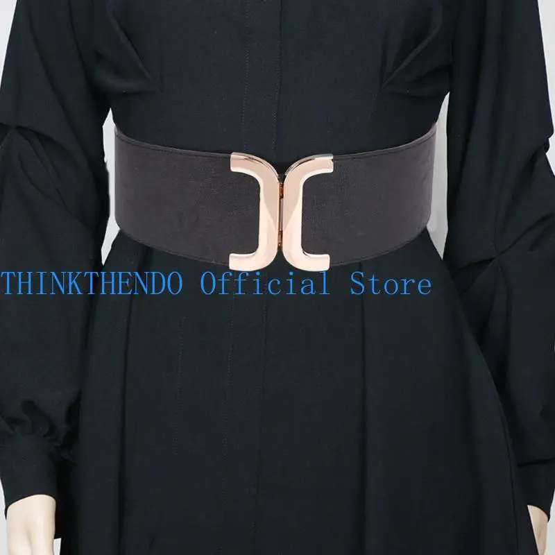 39BB Wide Elastic Stretch Belt Women Vintage Adjustable Waistband Fashion Waist Belt Suitable for Various Occasion