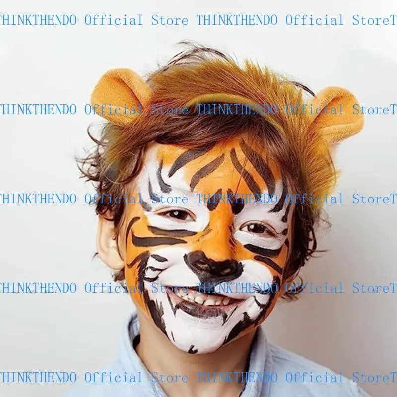 652F Adults Kids Plush Cartoon Animal Ear Headband Tail Lions Costume Birthday Party Christmas Halloween Cosplay Costumes