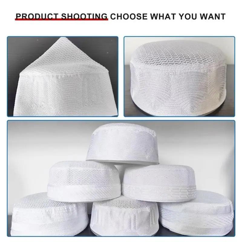 652F Muslims Men Prayer Hat Traditional Saudi Arabia Islamic Headwear Ethnic Cultural Islamic Hat Holiday Gift
