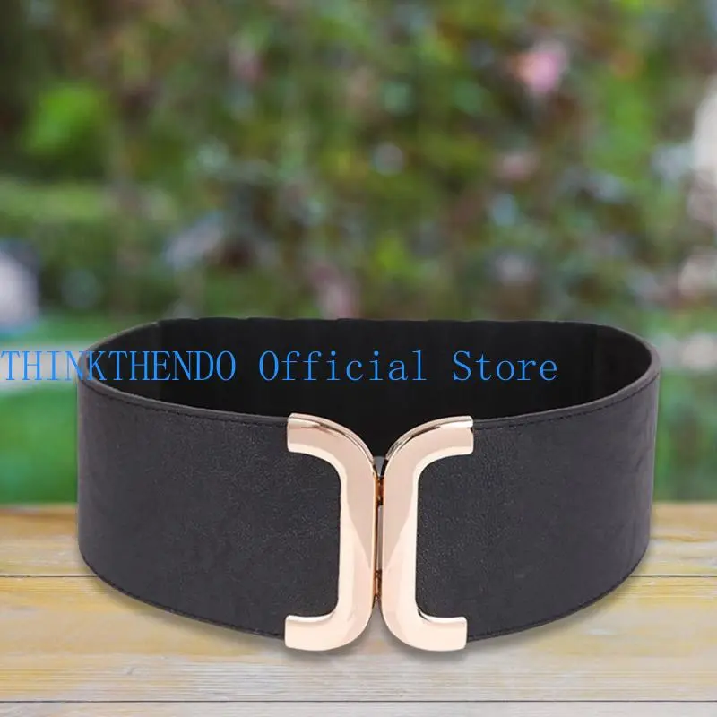 39BB Wide Elastic Stretch Belt Women Vintage Adjustable Waistband Fashion Waist Belt Suitable for Various Occasion
