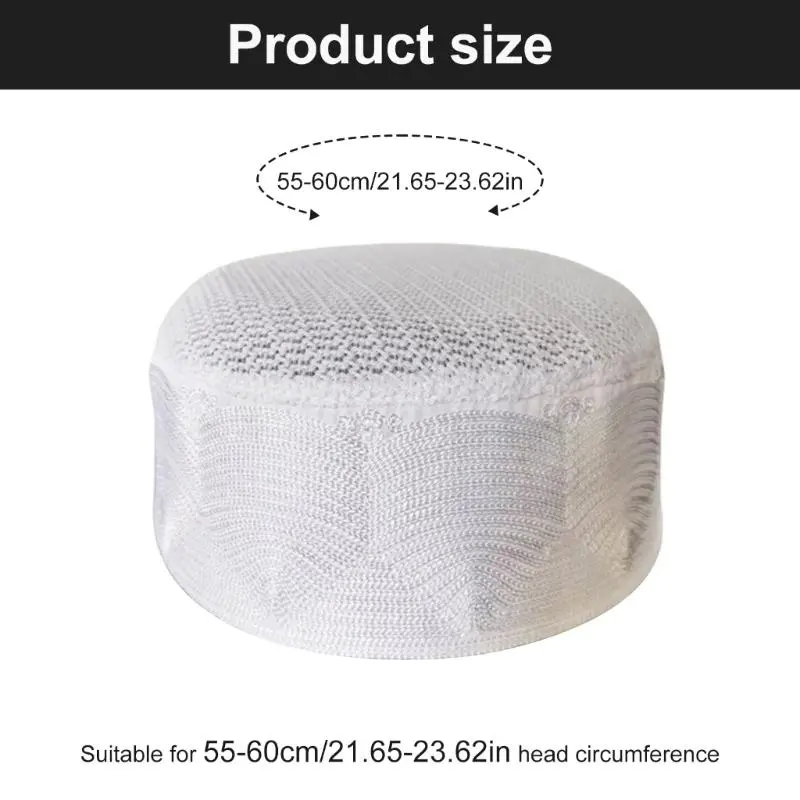 652F Muslims Men Prayer Hat Traditional Saudi Arabia Islamic Headwear Ethnic Cultural Islamic Hat Holiday Gift