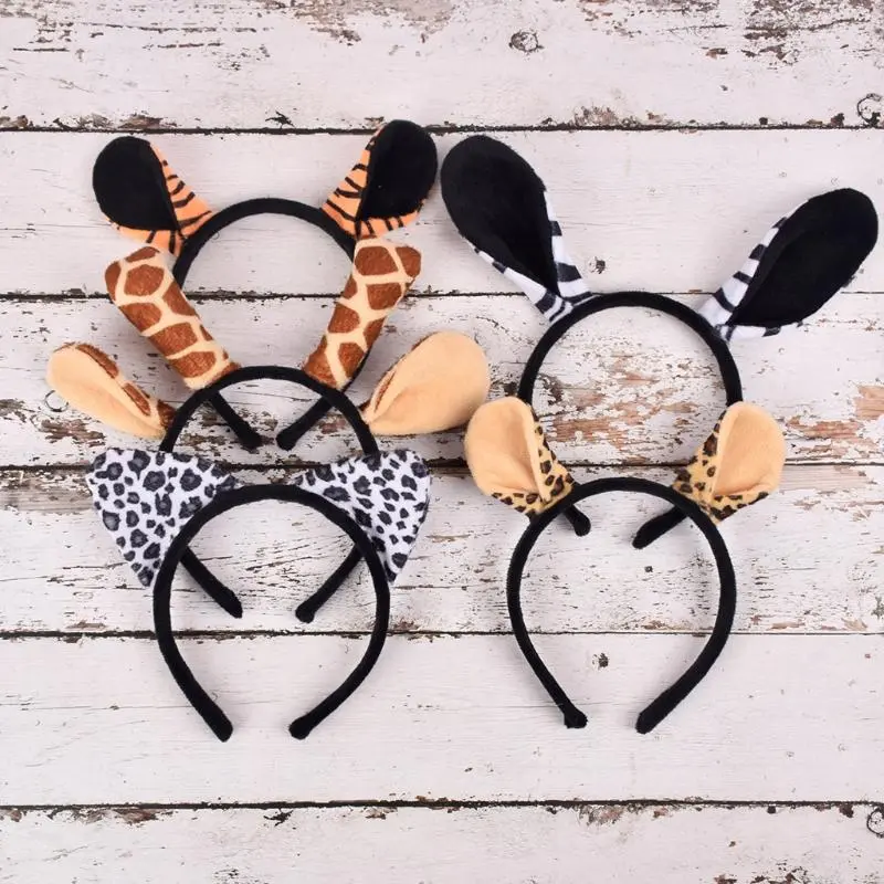 Funny Animal Costume Set   Leopard Giraffe Ears Headband Tail Set Fancy Dress Up Halloween Cosplay Costume