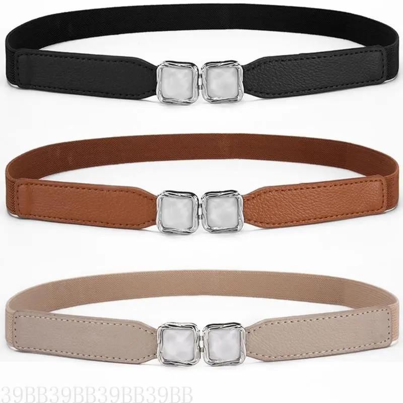 652F Women's Elastic Dress Belt With Metal Hook Buckle Adjustable Waistband For Female Comfortable And Stylish Everyday Use