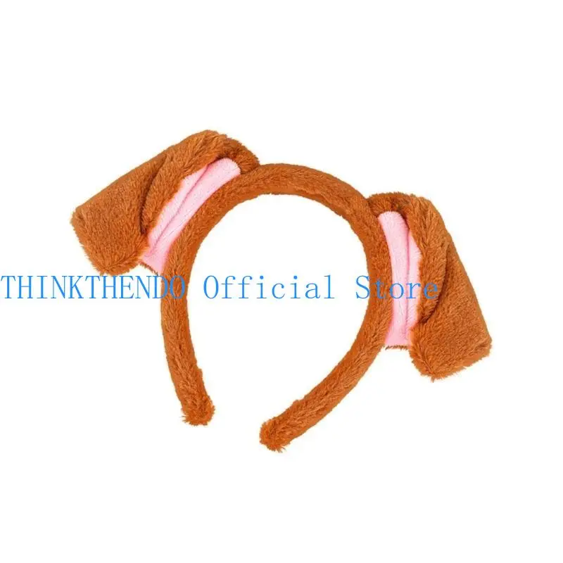 652F Puppy Cosplay Makeup Headband Sweet Furry Headwear Hairbands Headwear Pompoms Hairbands Birthday Party